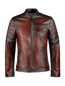 Mens Benedict Brown Moto Leather Jacket