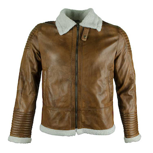 Brown Bomber Belted Leather Jacket