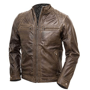 Mens Distressed Waxed Brown Leather Jacket