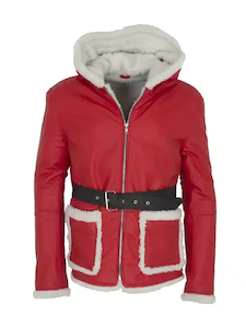 Mens Fur Red Leather Coat