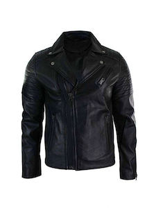 Mens Black Brando Biker Leather Jacket