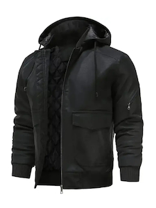 Men’s Stylish Black Bomber Hooded Jacket