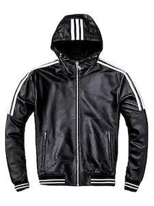 Men Casual Style Black Bomber Hooded Jacket