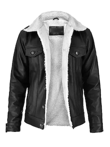 Mens Everton Black Shearling Leather Jacket