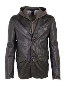 Mens Lorenzo Black Hooded Leather Jacket