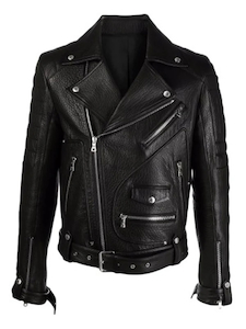 Men Balmain Black Biker Leather Jacket