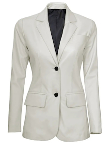 Womens Off White Leather Blazer