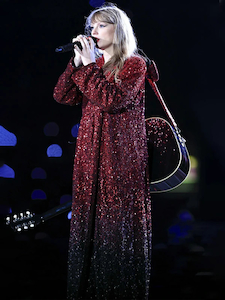 Leather clothing: Eras Tour Amsterdam Taylor Swift Red Sequin Coat