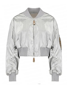 Geek Girl Daisy Jelley Silver Bomber Jacket