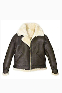 Leather clothing: Women Brown Aviator Fur Shearling Leather Jacket