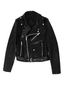 Womens Faux Leather Textured Short Moto Jacket