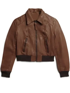 Women’s Vintage Short Leather Bomber Jacket