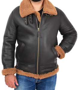 Mens Classic B3 Brown Leather Bomber Jacket