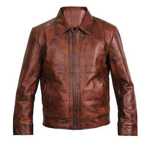 Vintage Biker Real Sheepskin Brown Leather Jacket