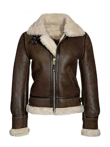 Womens Brown Aviator Shearling Jacket