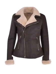 Women Luxury Aviator Shearling Jacket