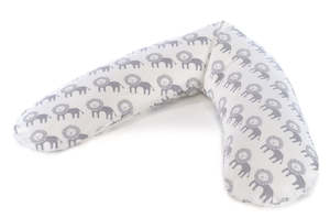 Theraline: Maternity and nursing pillow - White (grey lions print)