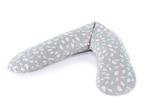 Maternity and nursing pillow - Grey (pink flowers print)