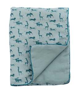 Blankets: Sous Mon Baobab Blue Baby Blanket