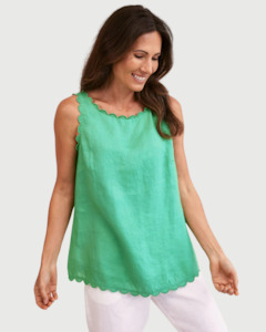 See Saw Scallop Edge Linen Top