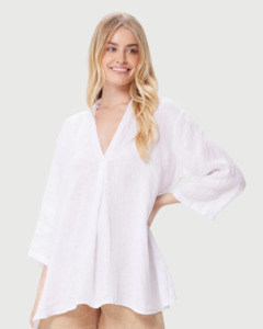 Compleat Apparel: Suzy D Sandi Linen Kimono Sleeve Swing Top