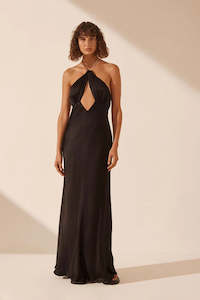 Shona Joy Lydie Chain Halter Maxi Dress -  Black