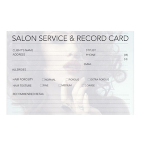 Hairdresser equipment wholesaling: Salon Record Cards