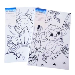 2 pack - Colouring Canvas 20 x 30 cm (Unicorn,Monkey)