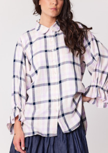 Dutton Blouse - Lilac White Plaid