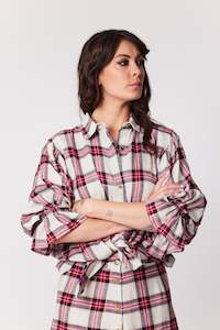 Clothing wholesaling: Dutton Blouse - Strawberry Plaid