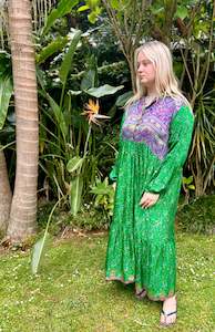 Clothing wholesaling: Moonlight Dress - Emerald purple - with gold (L)