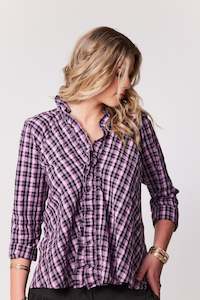 Lilac Black seersucker Blouse  - SAMPLE SALE