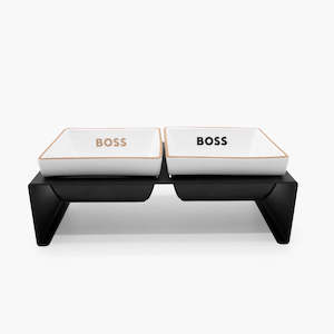 BOSS Dog Twin Ceramic Bowls with Stand