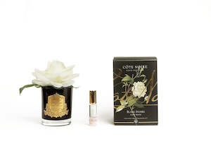 Cote Noire French Rose Ivory White in Black Glass and Gold Crest