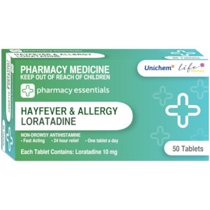 Chemist shop - pharmacy: Pharmacy Essentials Loratadine 10mg Tablets 50pk