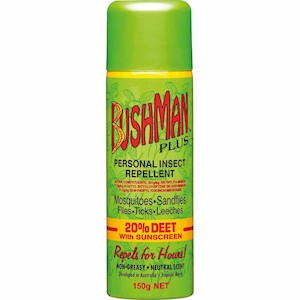 Chemist shop - pharmacy: Bushman Plus Aerosol 20% Deet with Sunscreen 150g