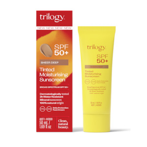 Trilogy SPF50+ Sheer Tinted Moisturising Sunscreen Deep 50ml