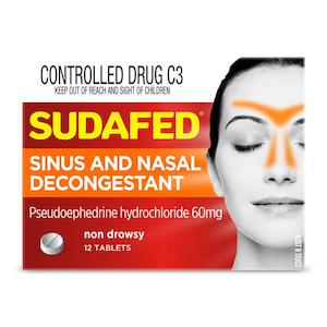 Sudafed Sinus & Nasal PSE Decongestant 12 Tablets