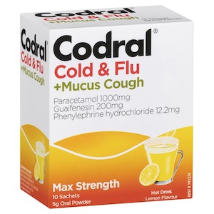 Pharmacy: Codral Cold/Flu/Mucus Sach 10