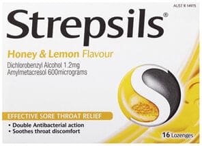 Strepsils Throat Lozenge Soothing Honey & Lemon 16 Pack