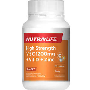 Nutra Life High Strength Vit C + D + Zinc 60