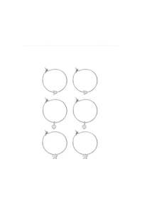 EarSense Silver Hoops With Charms Trio