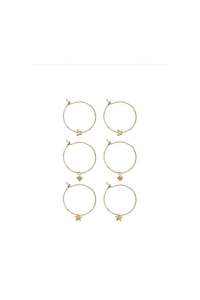 EarSense Gold Hoops With Charms Trio