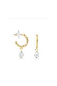 EarSense Gold 16mm Hoop with Pearl Drop