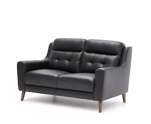 Furniture: Bonza 2-Seater Leather Sofa - Black