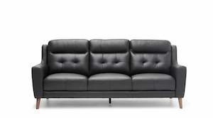 Furniture: Bonza 3-Seater Leather Sofa - Black