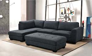 Cantabil Corner Sofa With Ottoman - Dark Grey