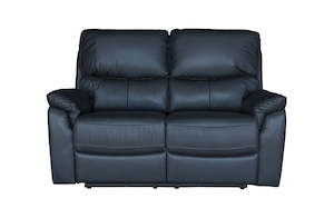 Salvador 2 Seater Leather Recliner Sofa - Black