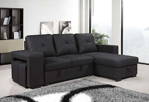 Rolleston Sofa Bed Black With Storage - Reversible Chaise