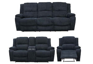 Furniture: Naples Fabric Recliner Set - Navy